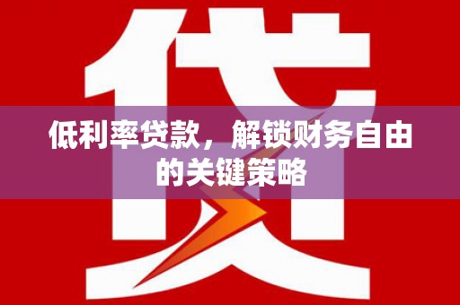 霍尔果斯低利率贷款，解锁财务自由的关键策略